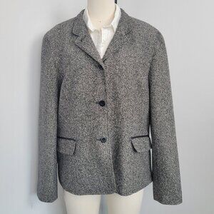 Vintage 90s/Y2K Talbots Wool Silk Blend Blazer Black and White Tweed Size 14